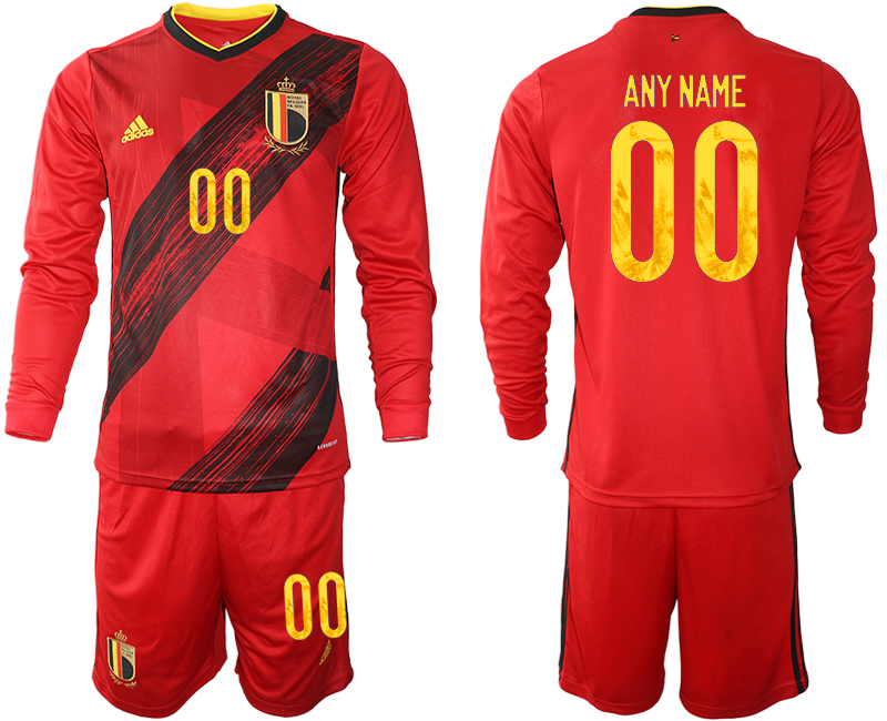 Men 2021 European Cup Belgium home Long sleeve a soccer jerseys->youth soccer jersey->Youth Jersey